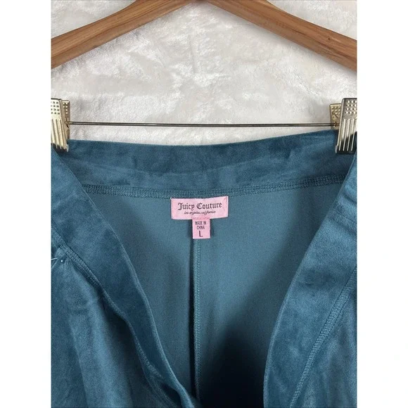 JUICY COUTURE Velour OG Booty Bling Tracksuit Set Sz Large Velvet Green Y2K 90s